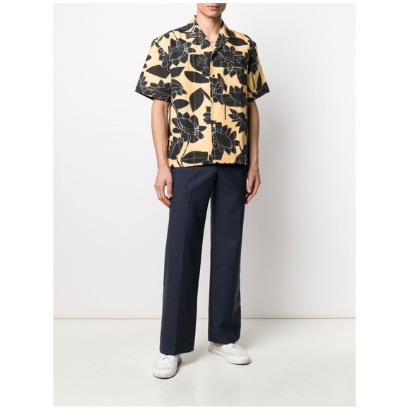 NWT Jacquemus Jean Camp-Collar Printed 100% Cotton Shirt Floral Yellow Print 50 - Picture 3 of 15